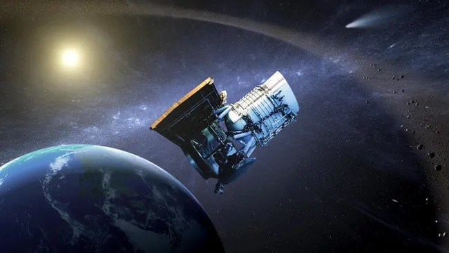 Minh họa về kính thiên văn săn tiểu hành tinh NEOWISE của NASA, vừa ngừng hoạt động vĩnh viễn. (Ảnh: ASA/JPL-Caltech)