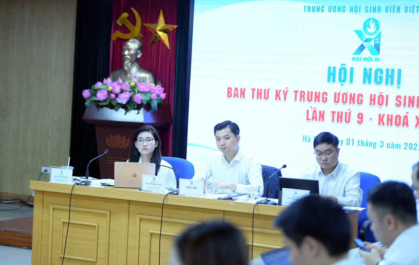 Hội nghị diễn ra dưới sự chủ trì của anh Nguyễn Minh Triết - Bí thư T.Ư Đoàn, Chủ tịch T.Ư Hội Sinh viên Việt Nam. Ảnh: DƯƠNG TRIỀU