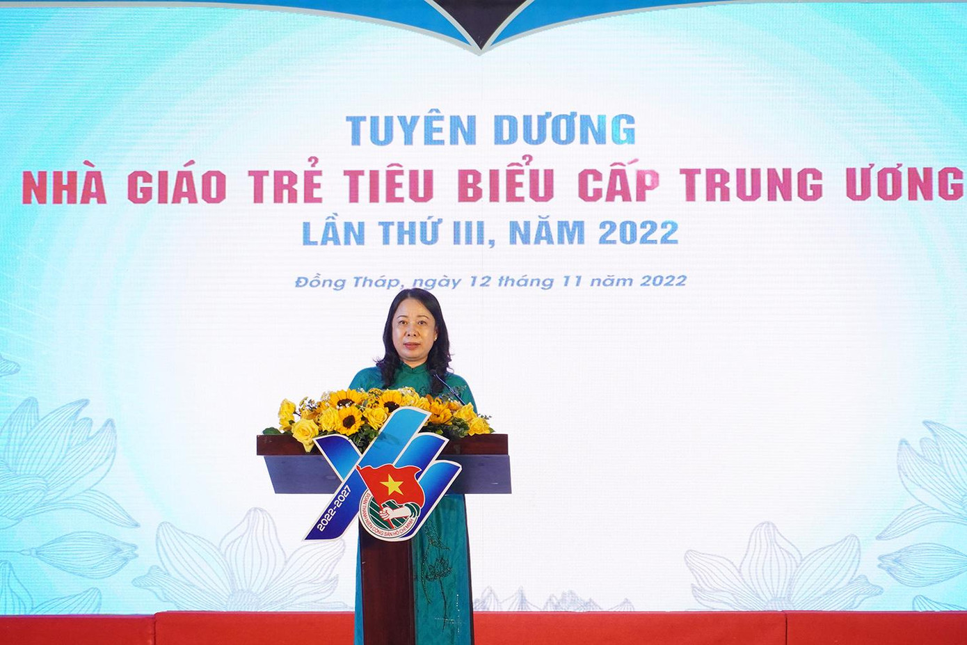 Phó Chủ tịch nước Võ Thị Ánh Xuân phát biểu tại lễ vinh danh 100 nhà giáo trẻ tiêu biểu cấp T.Ư, năm 2022.