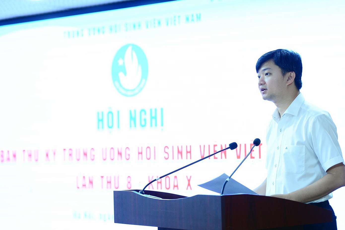Anh Nguyễn Minh Triết – Bí thư T.Ư Đoàn, Chủ tịch T.Ư Hội Sinh viên Việt Nam phát biểu khai mạc Hội nghị.