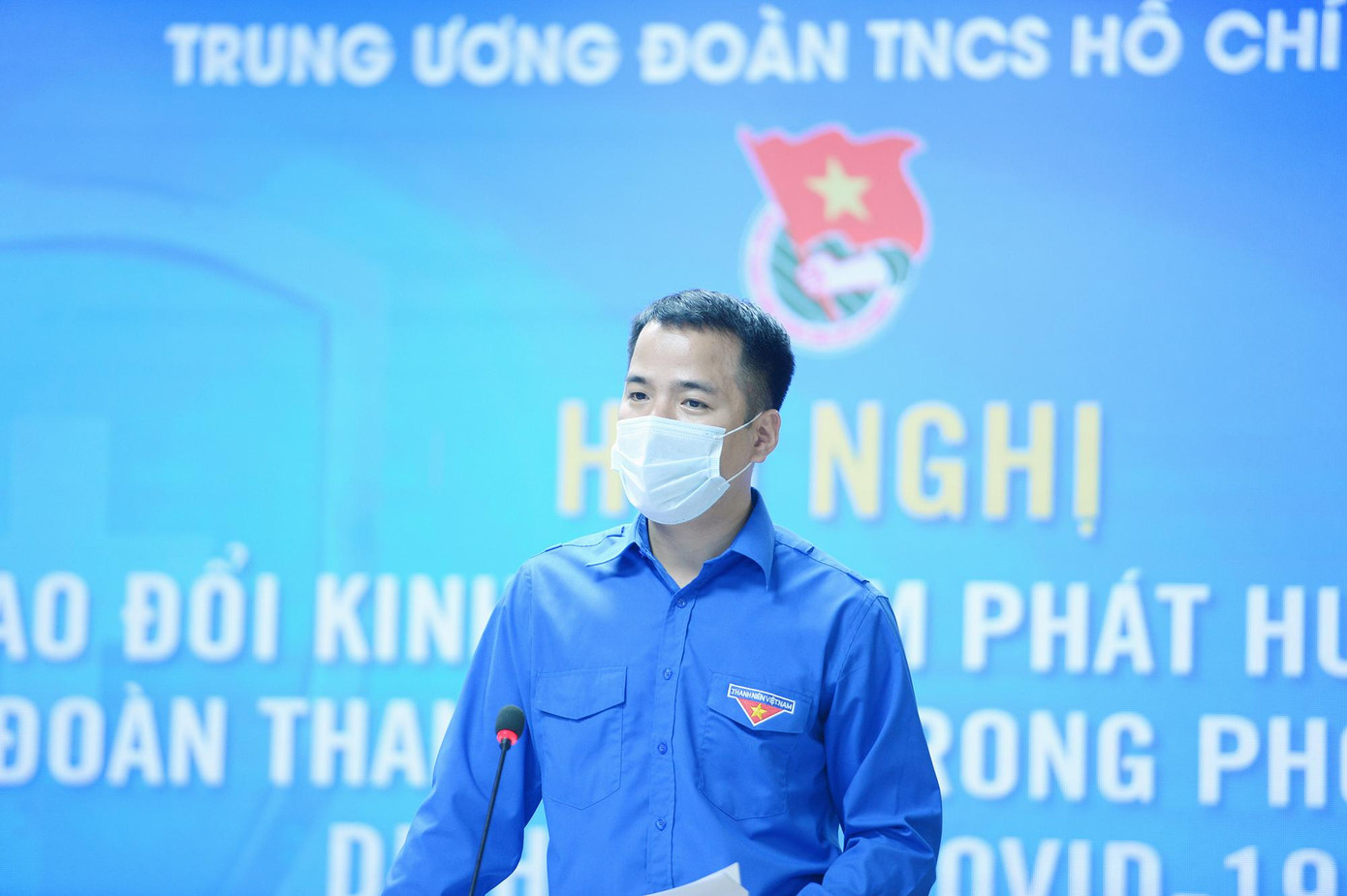Anh Ngô Văn Cương, Bí thư T.Ư Đoàn phát biểu tại Hội nghị.