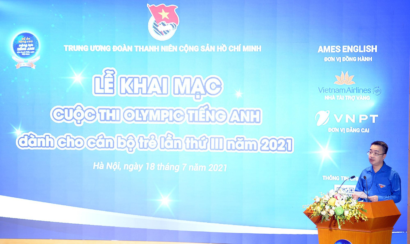 Anh Nguyễn Tường Lâm, Bí thư T.Ư Đoàn, Trưởng Ban Tổ chức phát biểu khai mạc cuộc thi.