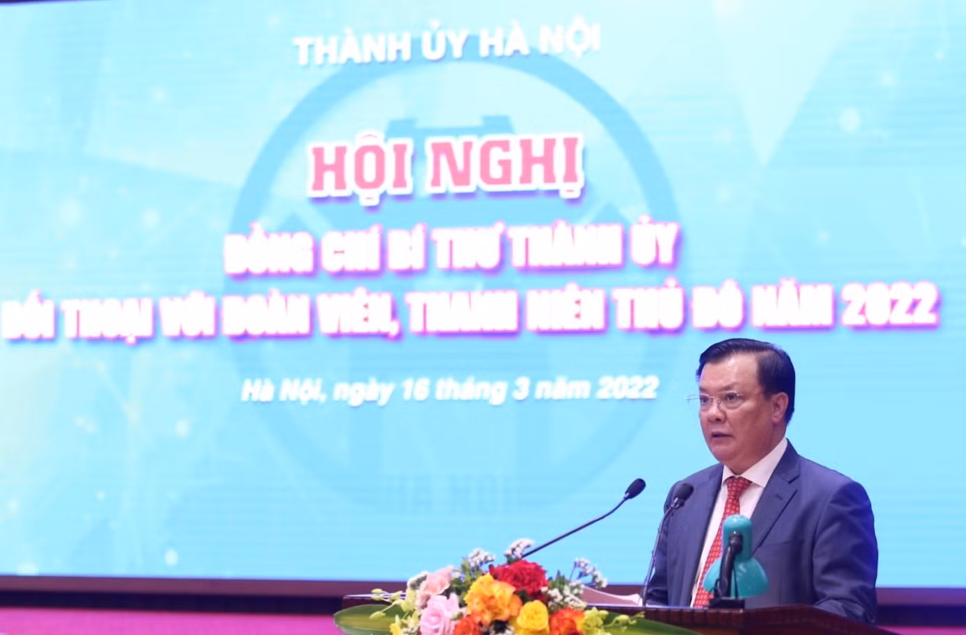 Phát biểu khai mạc, Bí thư Thành ủy Hà Nội Đinh Tiến Dũng mong muốn nhận được nhiều ý kiến, kiến nghị, đề xuất chất lượng của các đoàn viên, thanh niên. Ảnh: VƯƠNG ĐỨC