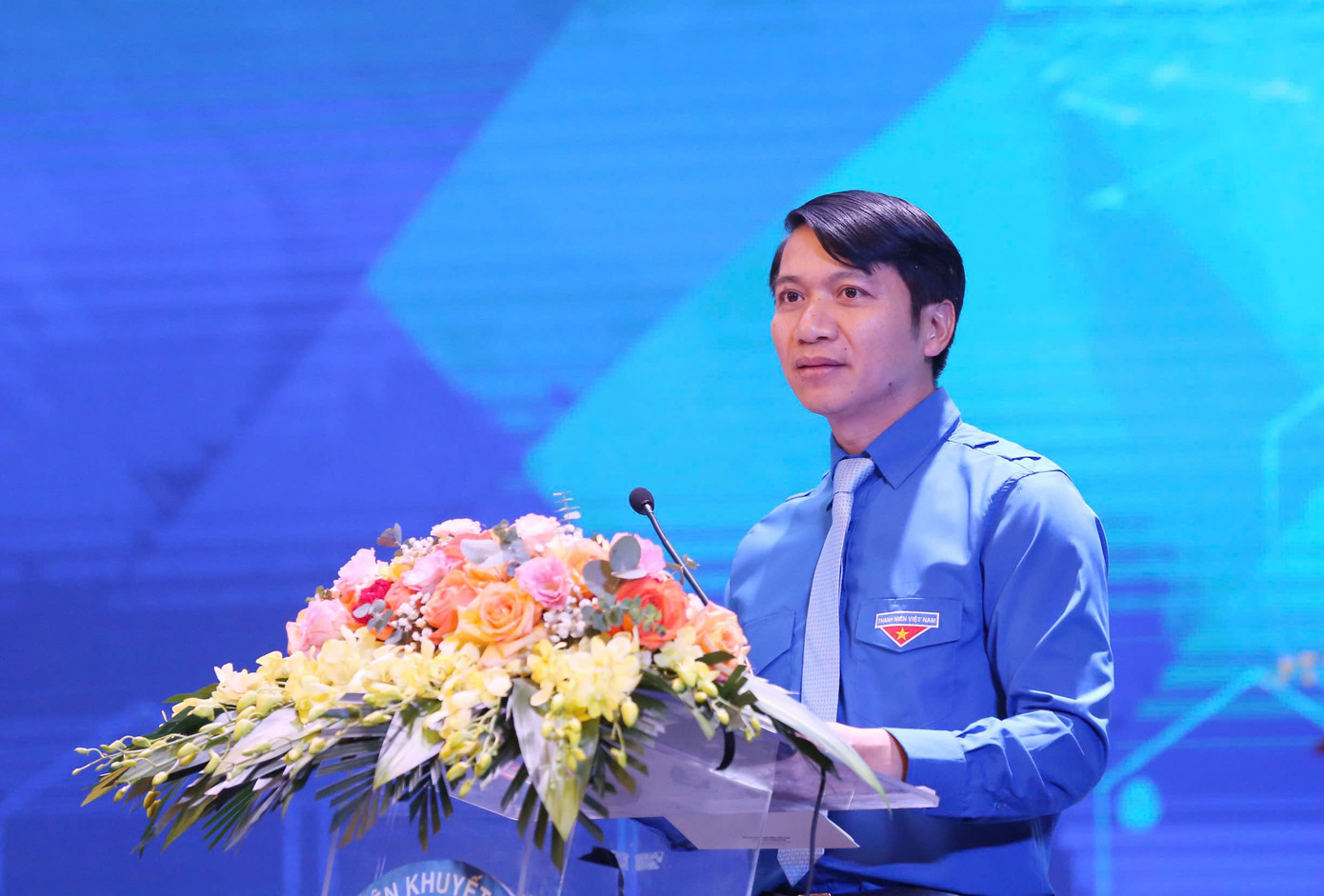 Anh Nguyễn Ngọc Lương - Bí thư thường trực T.Ư Đoàn, Chủ tịch T.Ư Hội LHTN Việt Nam phát biểu chỉ đạo Đại hội.