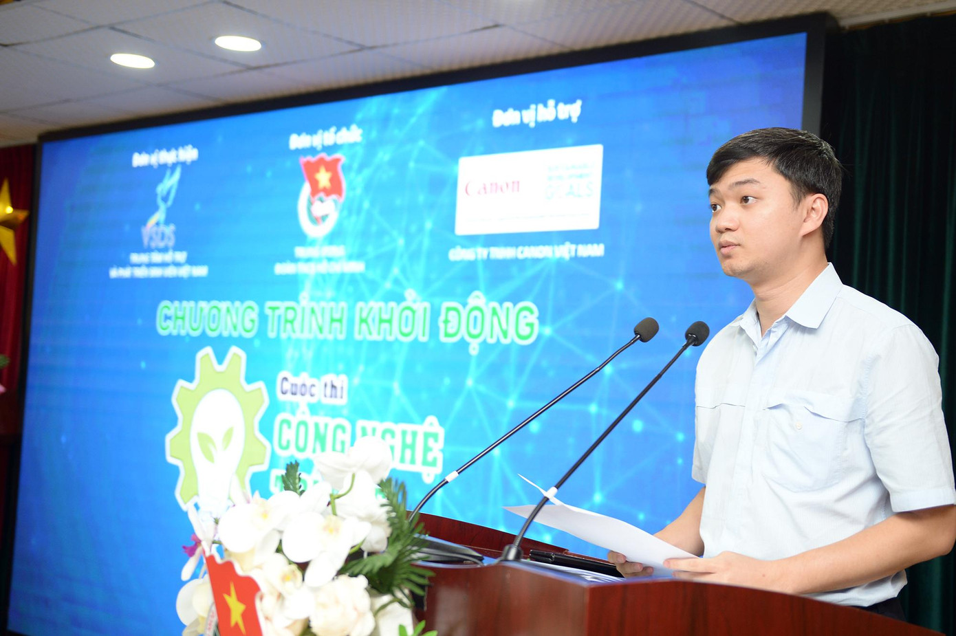 Anh Nguyễn Minh Triết, Trưởng Ban Thanh niên Trường học T.Ư Đoàn, Phó Chủ tịch thường trực T.Ư Hội Sinh viên Việt Nam phát biểu tại Chương trình khởi động cuộc thi “Công nghệ trí tuệ Student Chie-Tech” năm 2021.