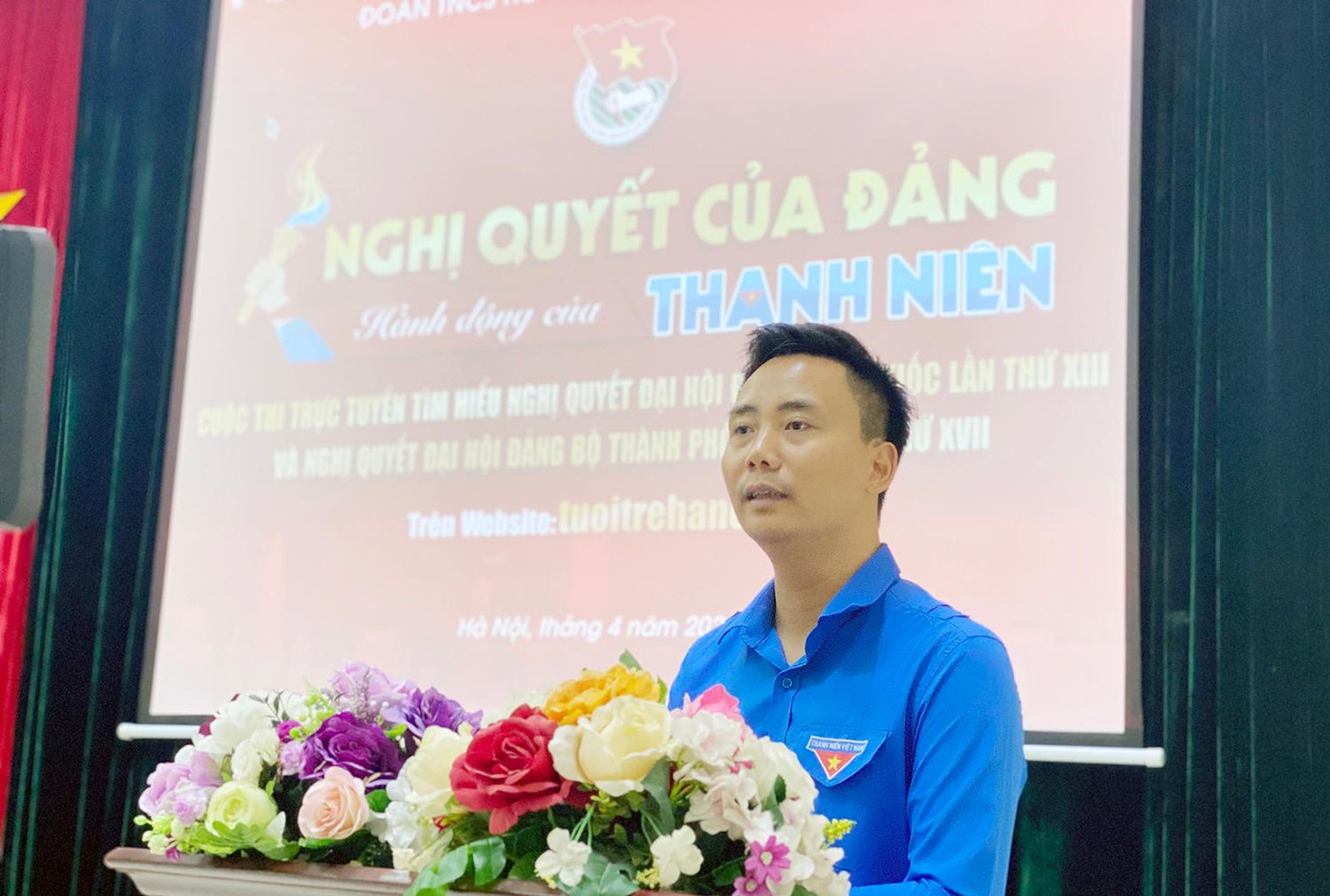 Anh Nguyễn Đức Tiến, Phó Bí thư Thành Đoàn Hà Nội phát biểu tại Lễ phát động cuộc thi.