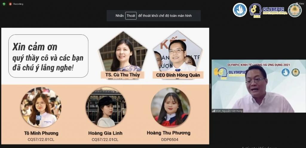 Một nhóm nghiên cứu tham gia báo cáo tại vòng chung khảo hội thi. Nhóm sinh viên tham gia báo cáo tại vòng chung khảo hội thi