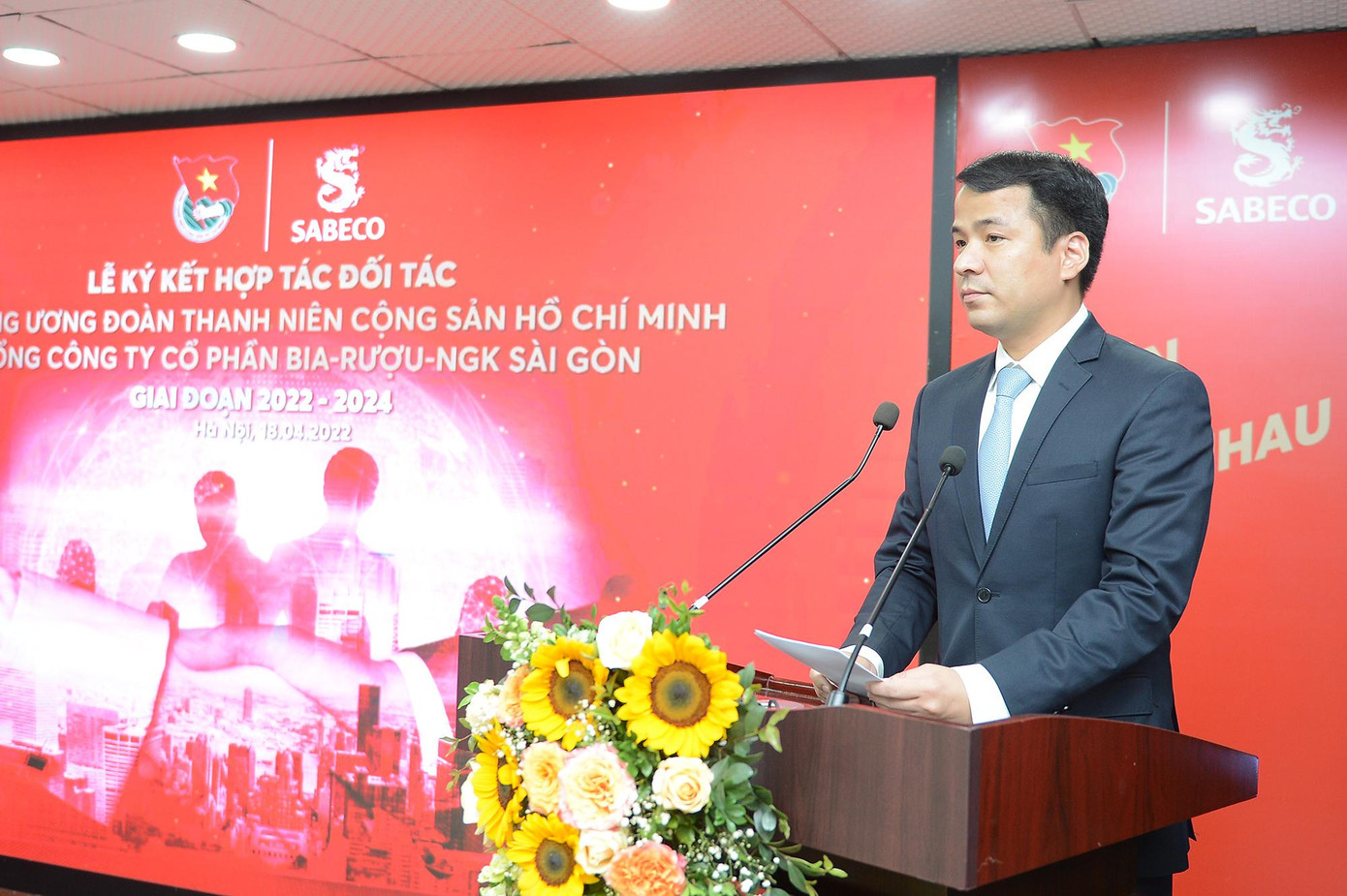 Anh Ngô Văn Cương, Bí thư T.Ư Đoàn phát biểu tại chương trình.