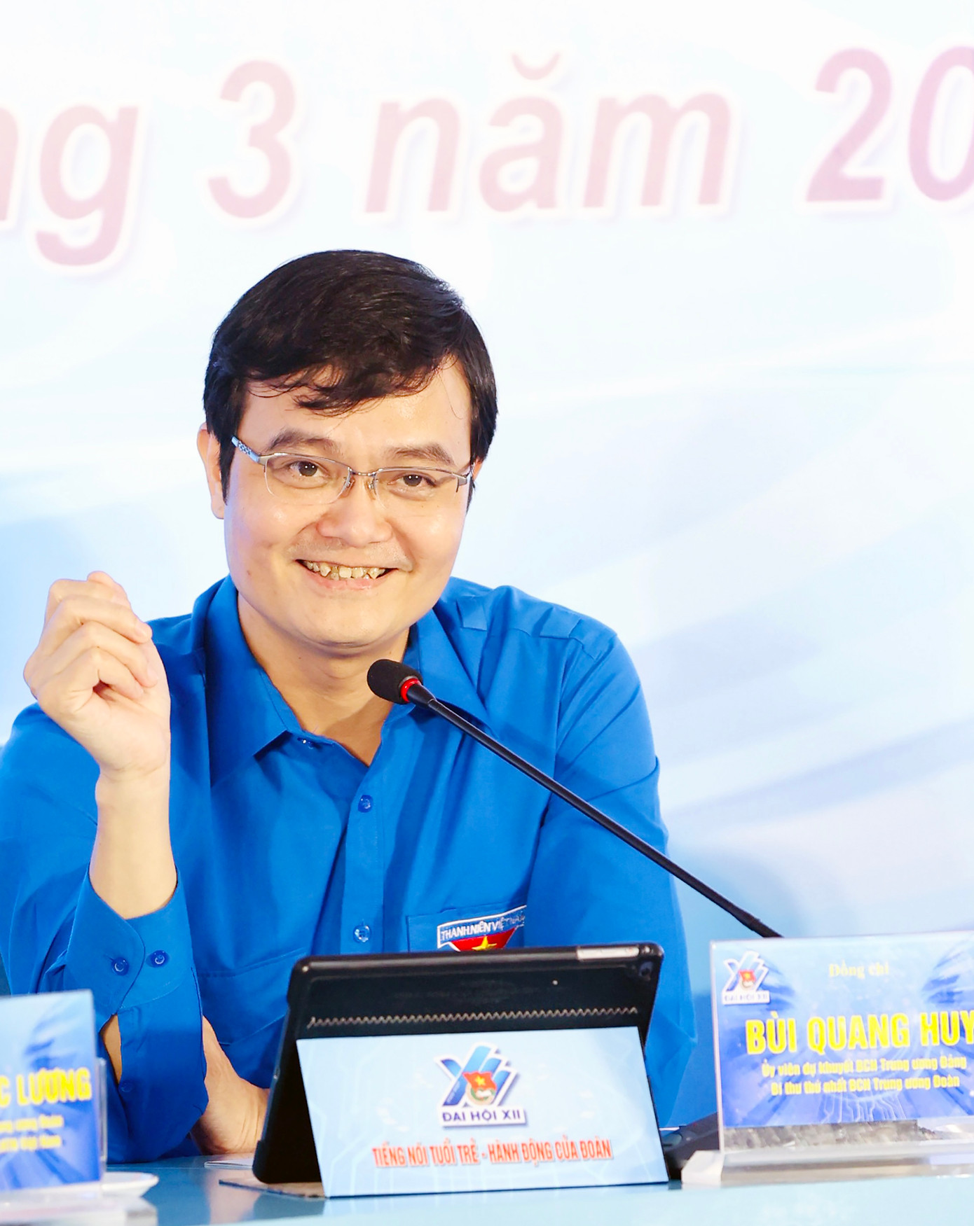 Anh Bùi Quang Huy - Ủy viên dự khuyết T.Ư Đảng, Bí thư thứ nhất T.Ư Đoàn chia sẻ tại Diễn đàn.