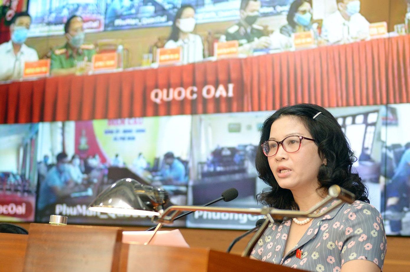 GS. TS Nguyễn Thị Lan trong buổi tiếp xúc cử tri huyện Quốc Oai.