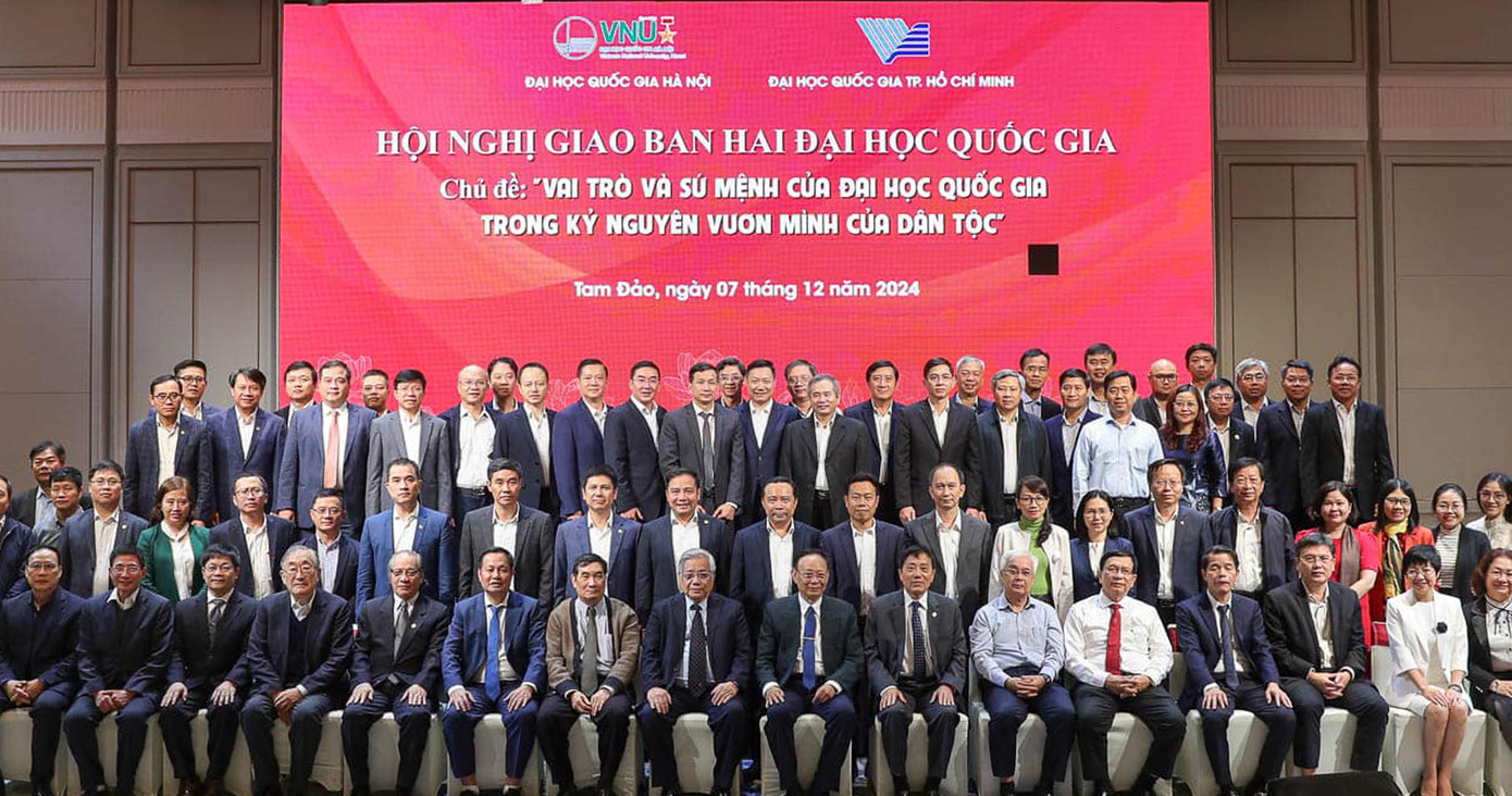 Hai ĐHQG phối hợp triển khai đào tạo và nghiên cứu để thực hiện các nhiệm vụ lớn của quốc gia trong kỷ nguyên mới. Ảnh: VNU