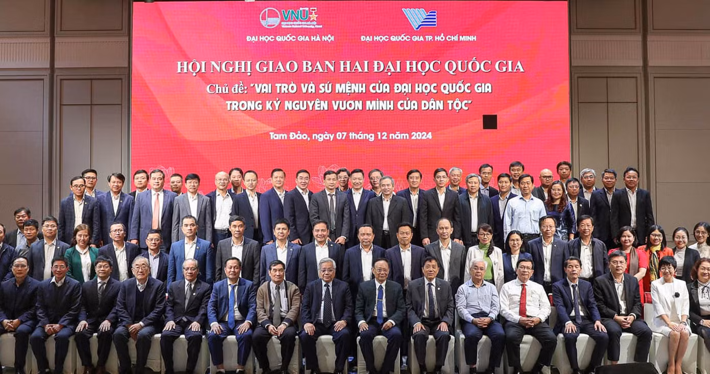 Hai ĐHQG phối hợp triển khai đào tạo và nghiên cứu để thực hiện các nhiệm vụ lớn của quốc gia trong kỷ nguyên mới. Ảnh: VNU
