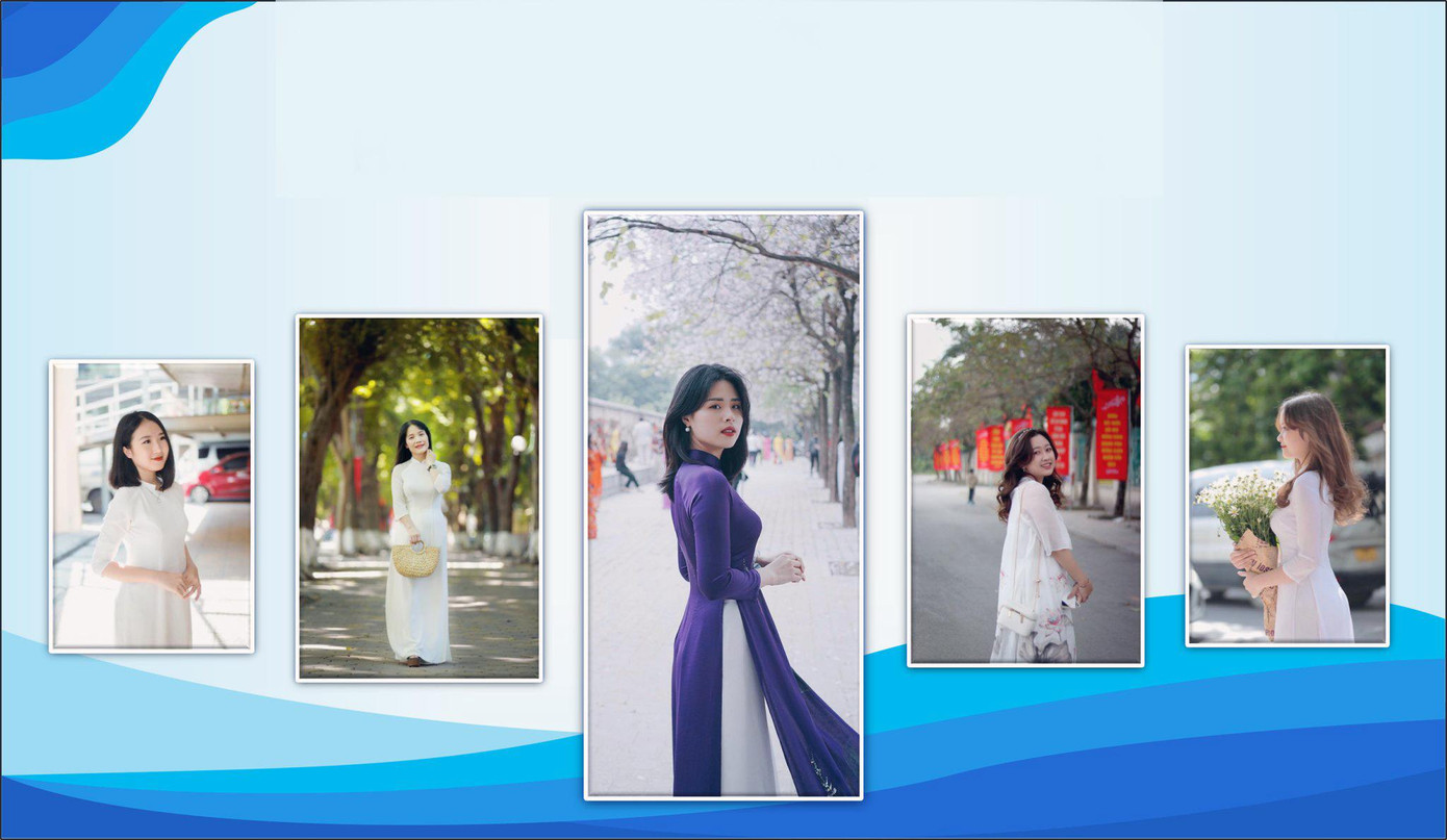 Nữ sinh Học viện Ngân hàng trong trang phục áo dài.