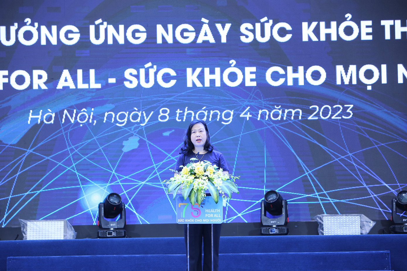 Bà Đào Hồng Lan - Ủy viên T.Ư Đảng, Bộ trưởng Bộ Y tế phát biểu tại buổi lễ. Bà Đào Hồng Lan - Ủy viên T.Ư Đảng, Bộ trưởng Bộ Y tế phát biểu tại buổi lễ.
