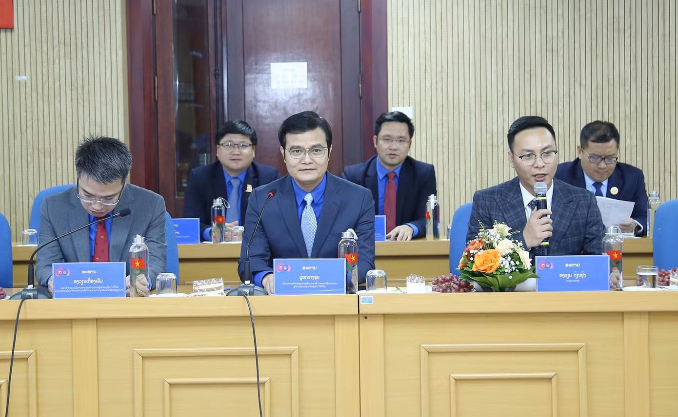 Anh Bùi Quang Huy, Ủy viên dự khuyết T.Ư Đảng Cộng sản Việt Nam, Bí thư thứ nhất T.Ư Đoàn TNCS Hồ Chí Minh phát biểu tại Hội đàm.