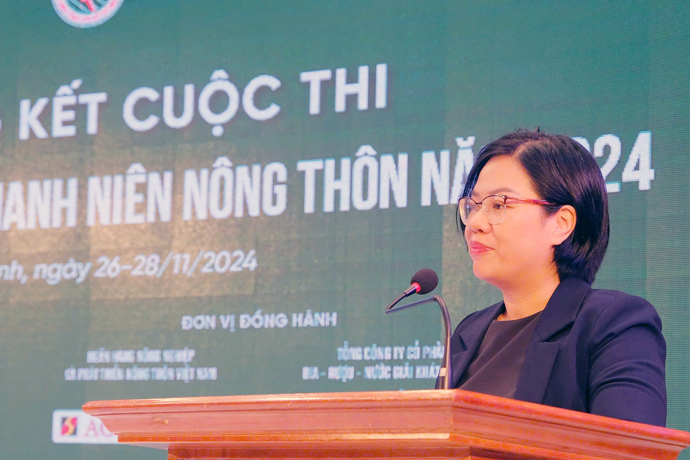 Chị Nguyễn Thị Thu Vân - Trưởng ban Thanh niên Nông thôn T.Ư Đoàn phát biểu khai mạc vòng Chung kết Cuộc thi.