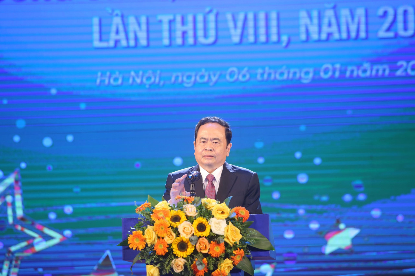 Đồng chí Trần Thanh Mẫn phát biểu ý kiến tại buổi lễ.