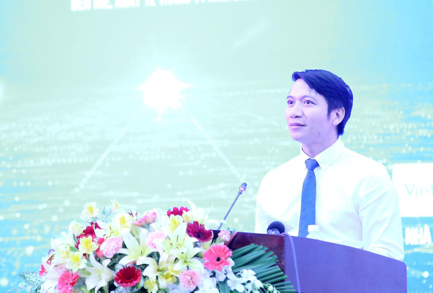 Anh Nguyễn Ngọc Lương - Bí thư thường trực T.Ư Đoàn, Chủ tịch T.Ư Hội LHTN Việt Nam phát biểu tại lễ bế mạc. Ảnh: CÔNG THÀNH