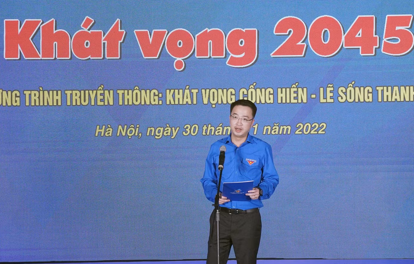 Anh Nguyễn Tường Lâm - Bí thư T.Ư Đoàn phát biểu tại chương trình. Ảnh: NGỌC THẮNG