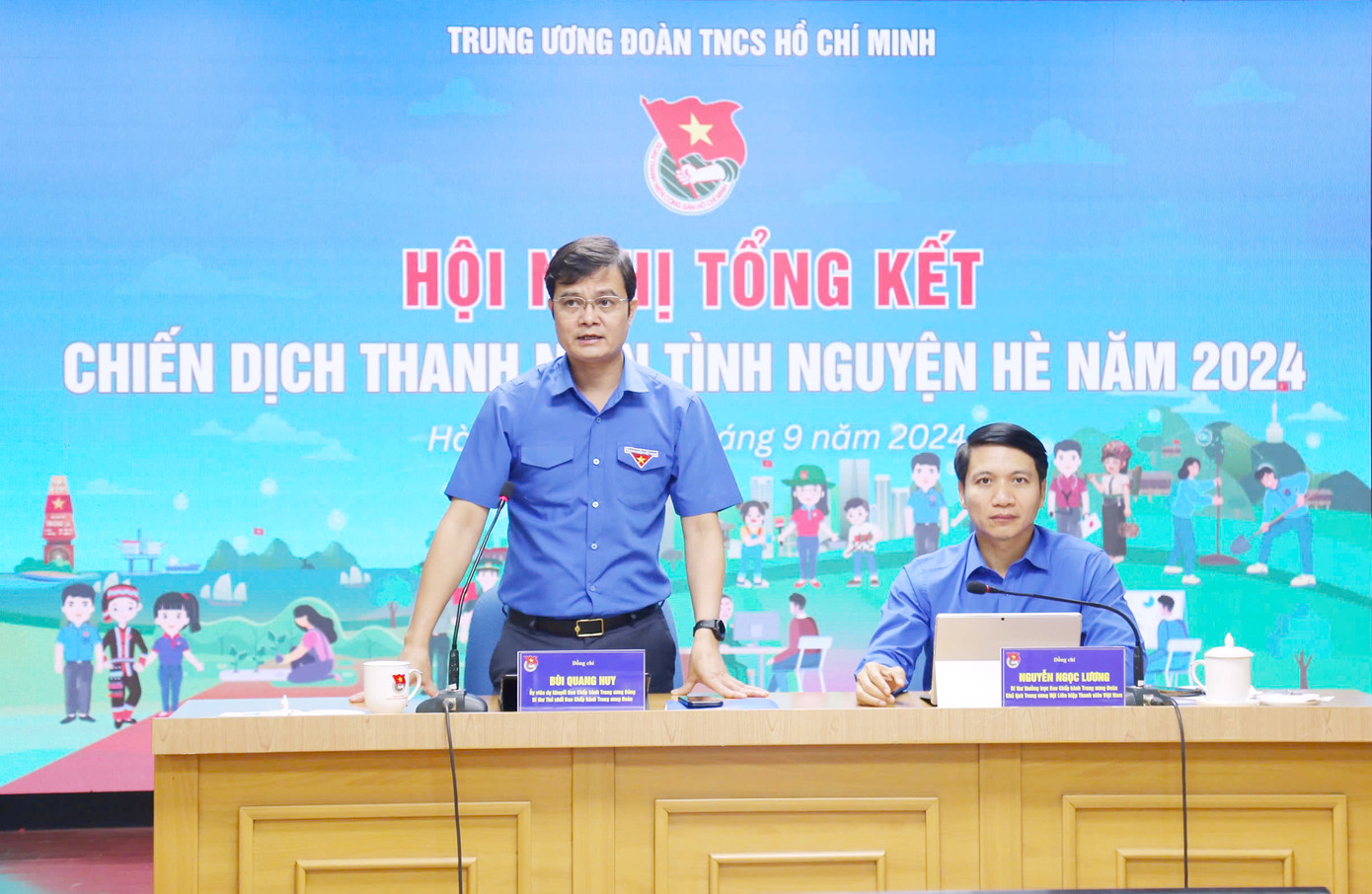 Anh Bùi Quang Huy - Ủy viên dự khuyết T.Ư Đảng, Bí thư thứ nhất T.Ư Đoàn phát biểu tại Hội nghị.