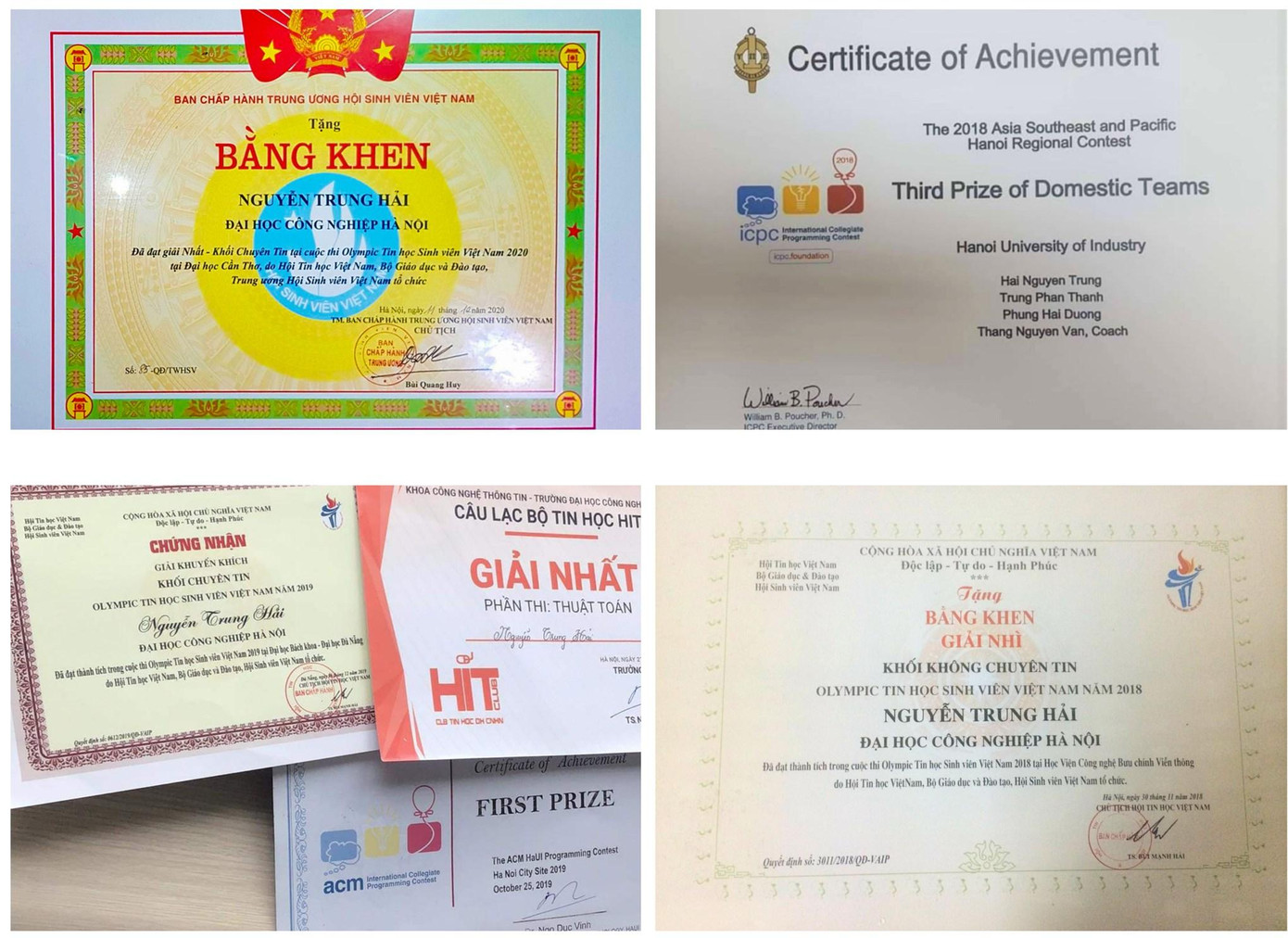 Bảng thành tích ấn tượng của chàng sinh viên trường ĐH Công nghiệp Hà Nội mê lập trình.