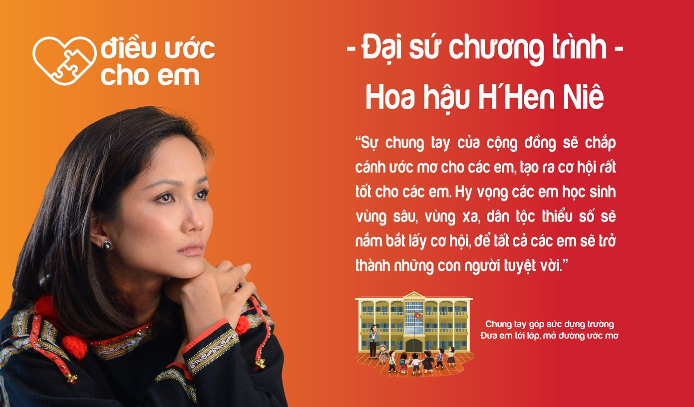 Hoa hậu H'Hen Niê, là một trong những nhân vật truyền cảm hứng tích cực, cho mọi người về tinh thần lạc quan, sống khỏe mạnh, có ích, cống hiến cho xã hội. Với những cam kết, thành tựu và sự đóng góp của mình cho cộng đồng, H’Hen Niê luôn hướng đến các chương trình thiện nguyện dành cho đồng bào dân tộc, trẻ em vùng khó khăn.