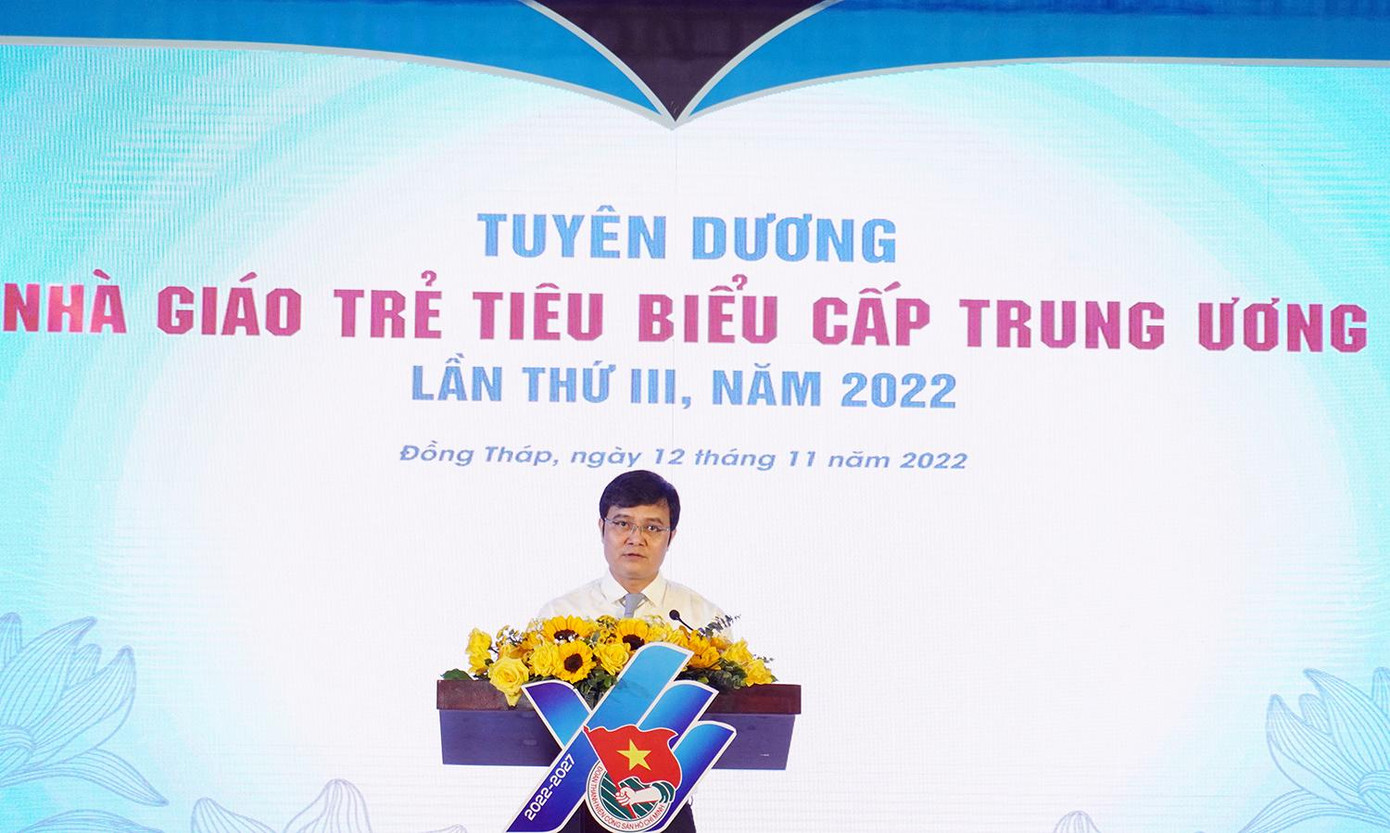 Anh Bùi Quang Huy - Ủy viên dự khuyết T.Ư Đảng, Bí thư thứ nhất T.Ư Đoàn phát biểu tại buổi lễ.