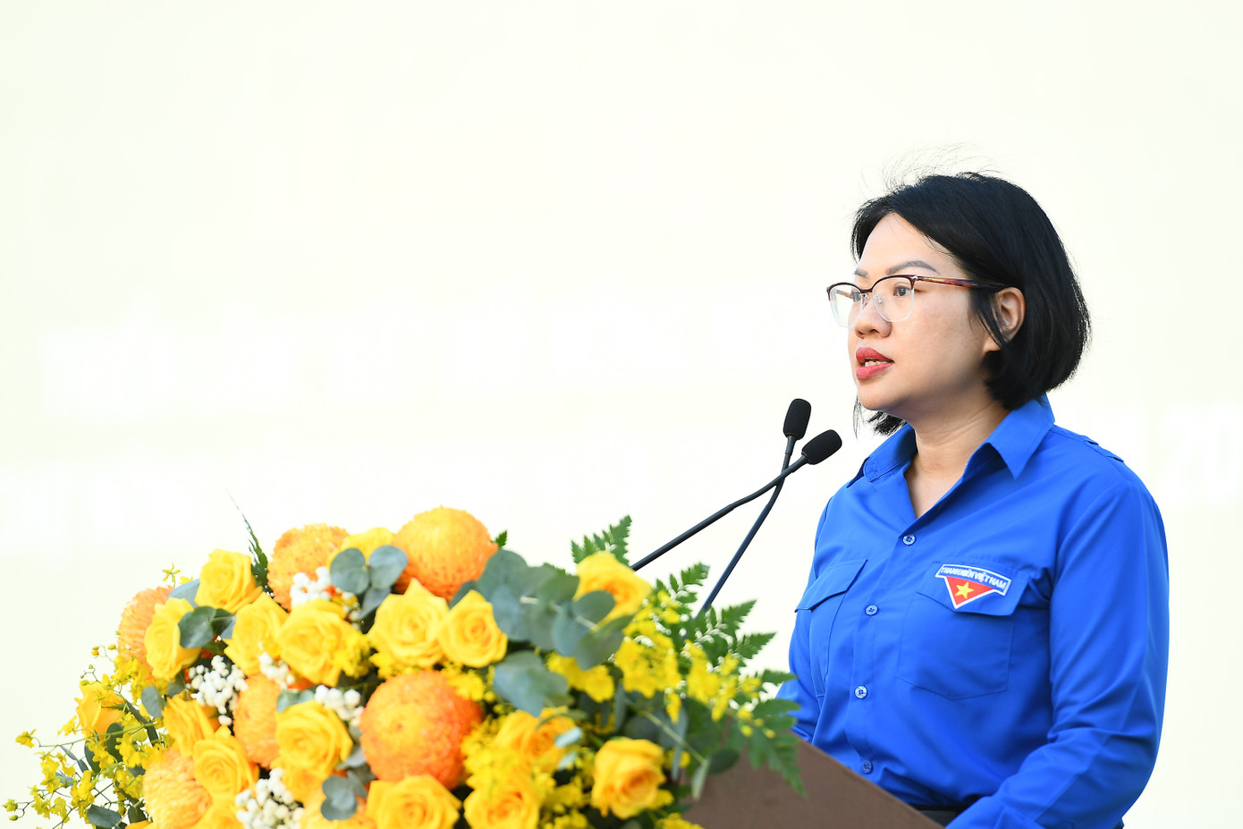 Chị Nguyễn Thị Thu Vân - Trưởng Ban thanh niên T.Ư Đoàn phát biểu tại chương trình.