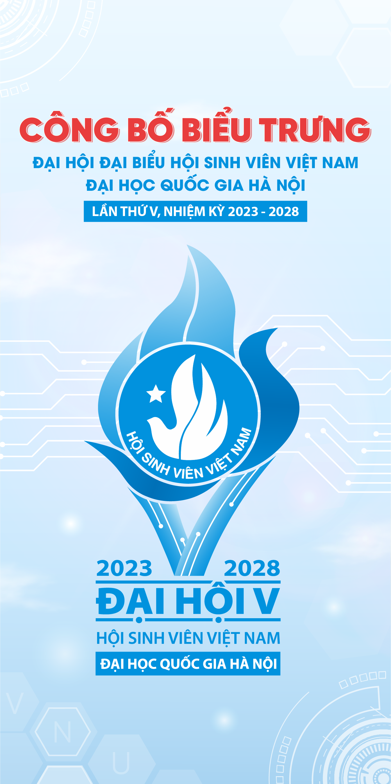 Biểu trưng Đại hội Đại biểu Hội Sinh viên ĐHQG Hà Nội lần thứ V, nhiệm kỳ 2023 – 2028.