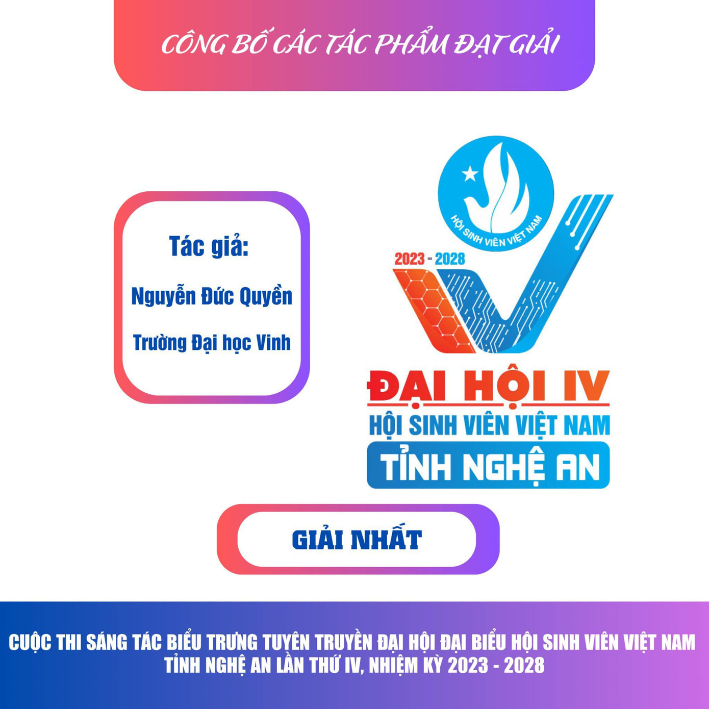 Công bố biểu trưng Đại hội Đại biểu Hội Sinh viên tỉnh Nghệ An. Công bố biểu trưng Đại hội Đại biểu Hội Sinh viên tỉnh Nghệ An.