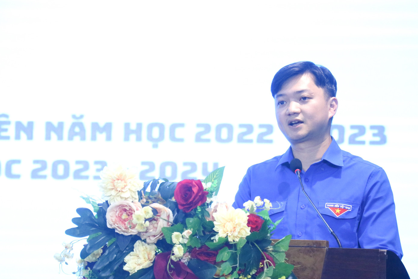 Anh Nguyễn Minh Triết - Bí thư T.Ư Đoàn, Chủ tịch T.Ư Hội Sinh viên Việt Nam phát biểu chỉ đạo Hội nghị.