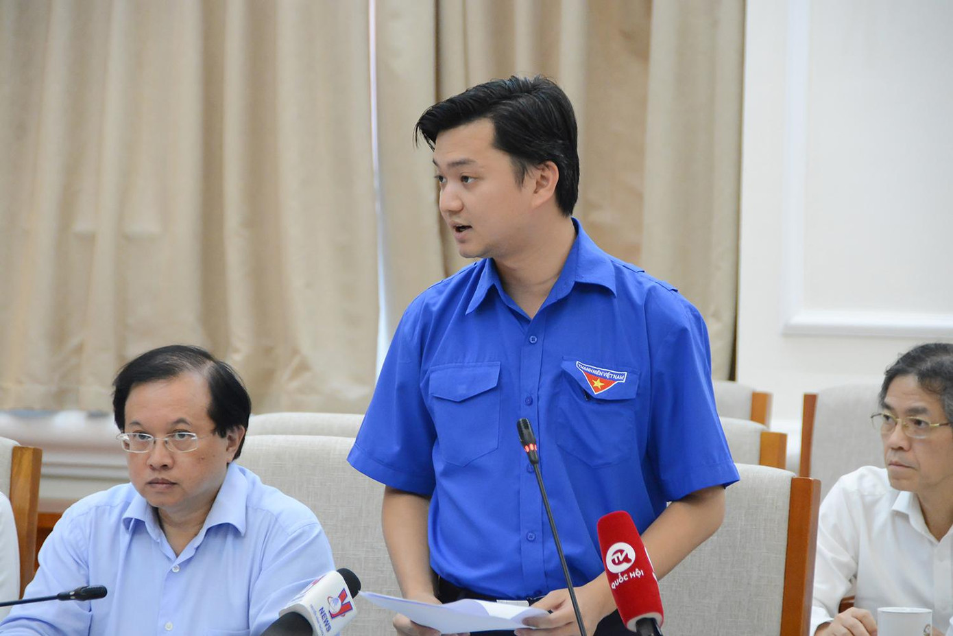 Anh Nguyễn Minh Triết - Bí thư T.Ư Đoàn, Chủ tịch T.Ư Hội Sinh viên Việt Nam phát biểu tại Hội nghị.