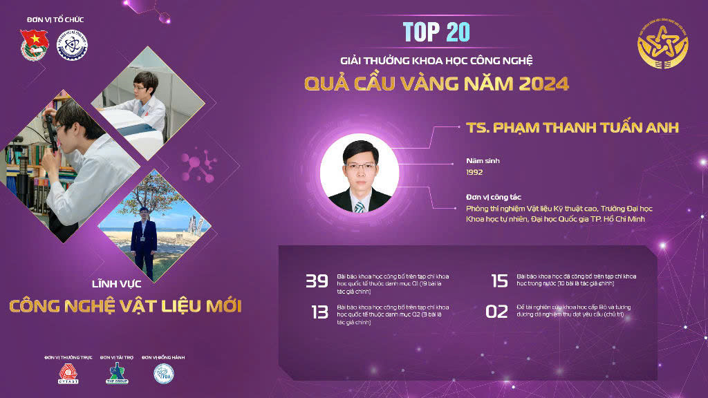 TS. Phạm Thanh Tuấn Anh chế tạo vật liệu màng mỏng từ ZnO nhằm chuyển hóa nhiệt thải thành năng lượng điện, góp phần bảo vệ môi trường.