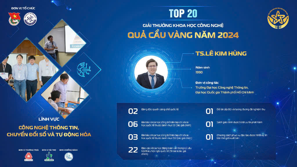 TS. Lê Kim Hùng nổi bật với nghiên cứu thuật toán lấy mẫu thích ứng cho thiết bị Internet vạn vật quy mô lớn.