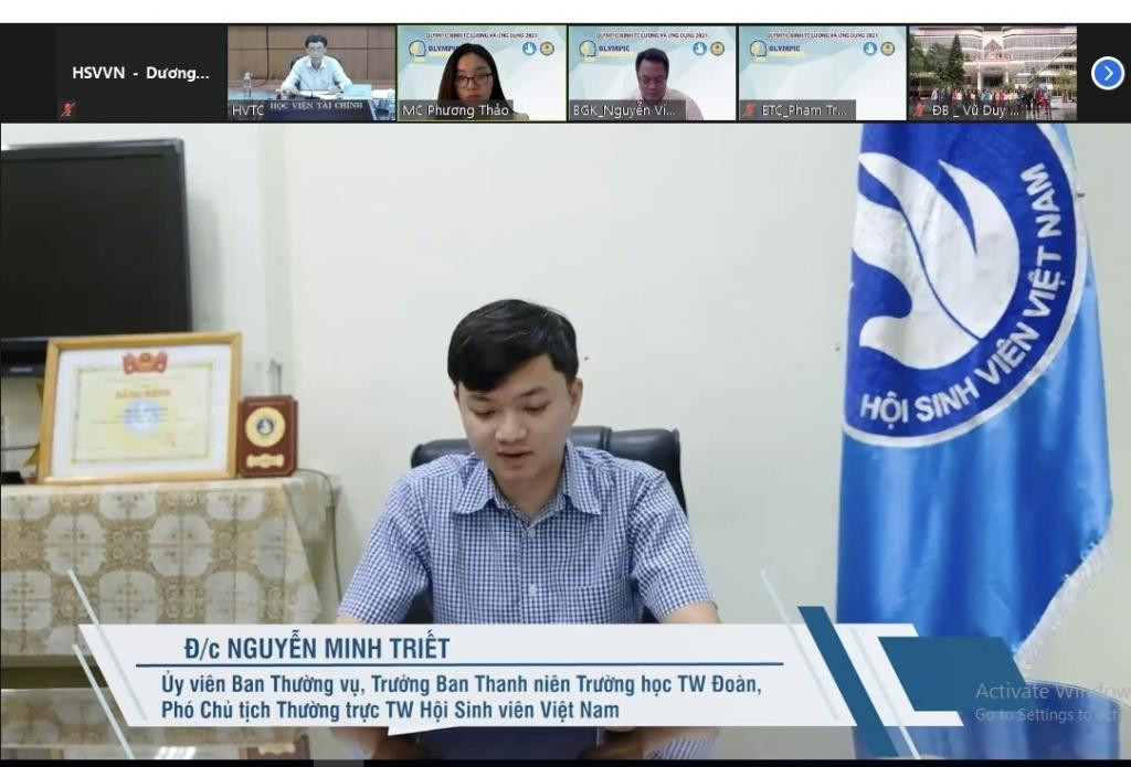 Anh Nguyễn Minh Triết, Phó Chủ tịch thường trưc T.Ư Hội Sinh viên Việt Nam chia sẻ tại Vòng Chung khảo hội thi. Đồng chí Nguyễn Minhh Triết