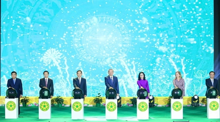 Tổng Bí thư, Chủ tịch nước Tô Lâm dự Lễ khánh thành “Dự án tăng cường năng lực đào tạo, khoa học công nghệ” từ nguồn vốn ODA của Ngân hàng Thế giới. Ảnh: VOV