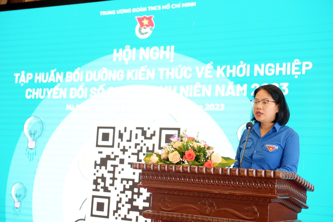 Chị Nguyễn Thị Thu Vân - Ủy viên BTV, Trưởng Ban Thanh niên Nông thôn T.Ư Đoàn, phát biểu tại chương trình.