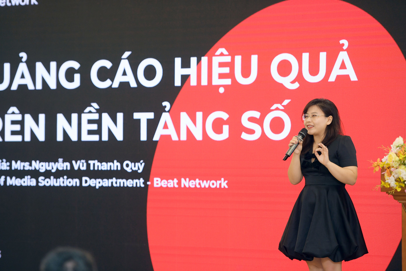 Bà Nguyễn Vũ Thanh Quý chia sẻ tại chương trình.