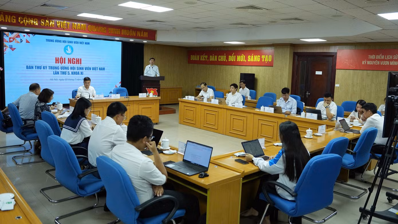 Hội nghị Ban Thư ký T.Ư Hội Sinh viên Việt Nam lần thứ 5, khóa XI, nhiệm kỳ 2023 - 2028. Ảnh: HOÀNG MẠNH THẮNG