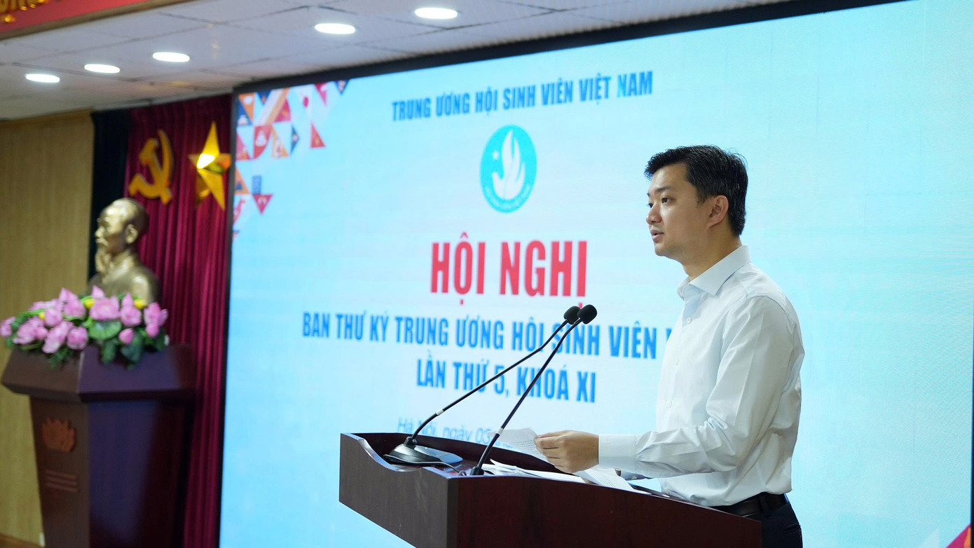 Anh Nguyễn Minh Triết - Bí thư T.Ư Đoàn, Chủ tịch T.Ư Hội Sinh viên Việt Nam phát biểu khai mạc Hội nghị. Anh Nguyễn Minh Triết - Bí thư T.Ư Đoàn, Chủ tịch T.Ư Hội Sinh viên Việt Nam phát biểu khai mạc Hội nghị.