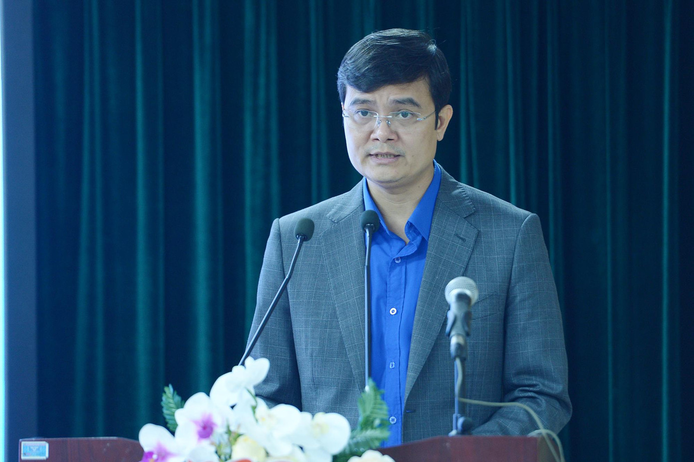 Anh Bùi Quang Huy, Bí thư thường trực T.Ư Đoàn phát biểu tại buổi họp báo.