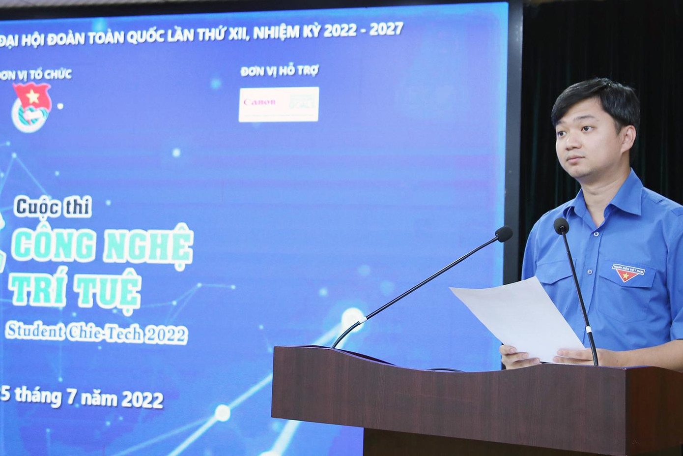 Anh Nguyễn Minh Triết, Bí thư T.Ư Đoàn, Chủ tịch T.Ư Hội Sinh viên Việt Nam phát biểu tại lễ phát động cuộc thi.