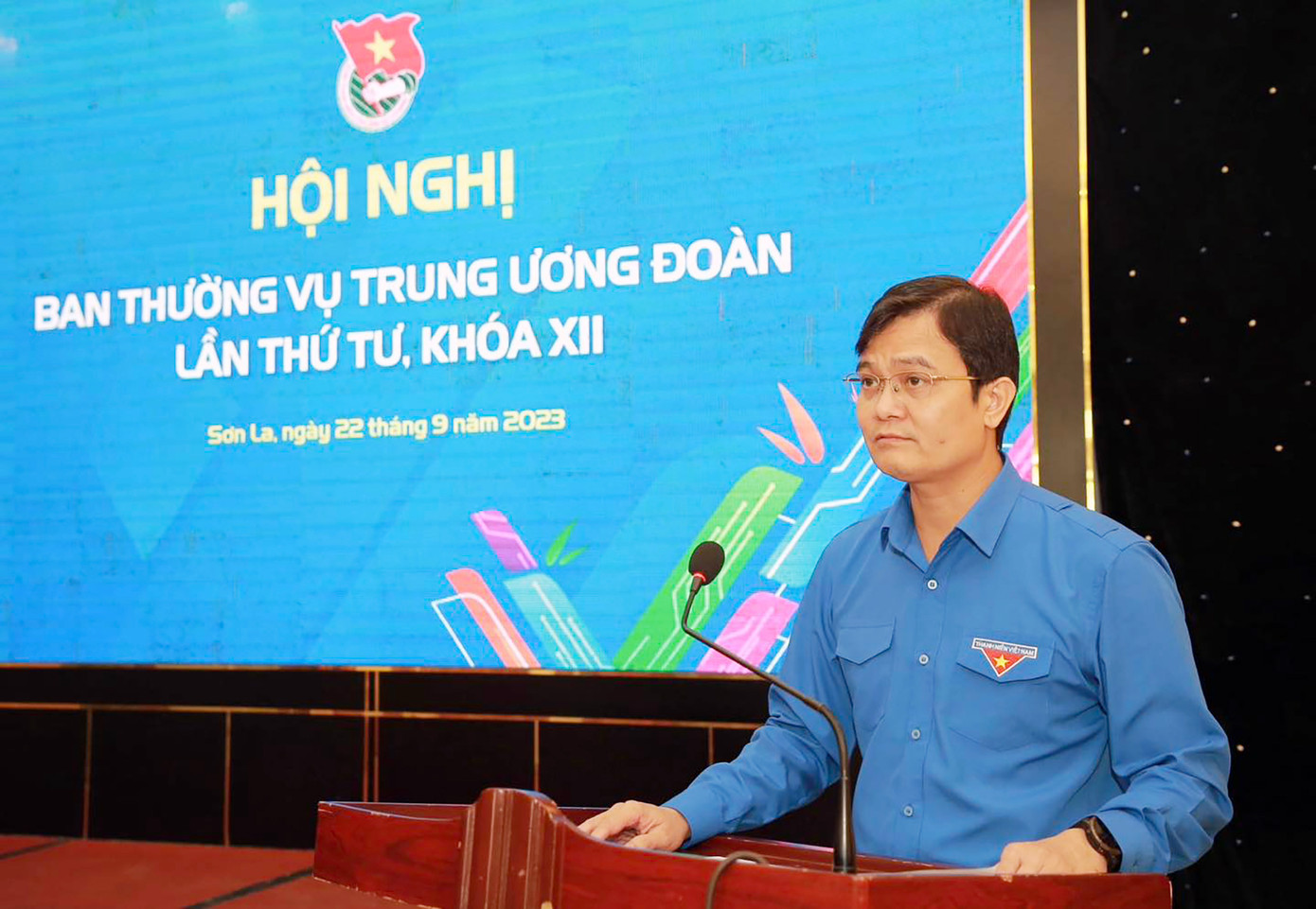 Anh Bùi Quang Huy - Ủy viên Dự khuyết T.Ư Đảng, Bí thư thứ nhất T.Ư Đoàn phát biểu khai mạc Hội nghị.