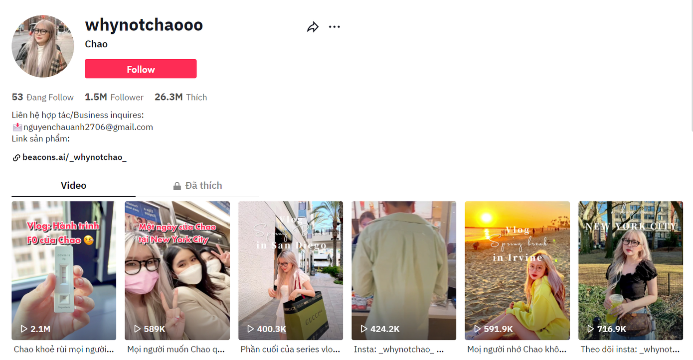 Kênh TikTok của Châu Anh nhận được nhiều sự quan tâm từ netizen. Kênh TikTok của Châu Anh nhận được nhiều sự quan tâm từ netizen.