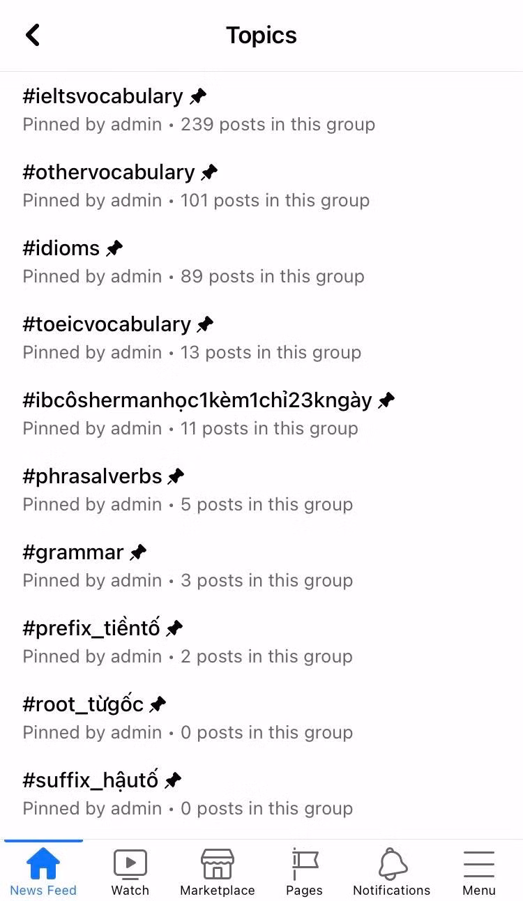 Bạn có thể tìm kiếm chủ đề mà bạn muốn học theo các hashtag này.