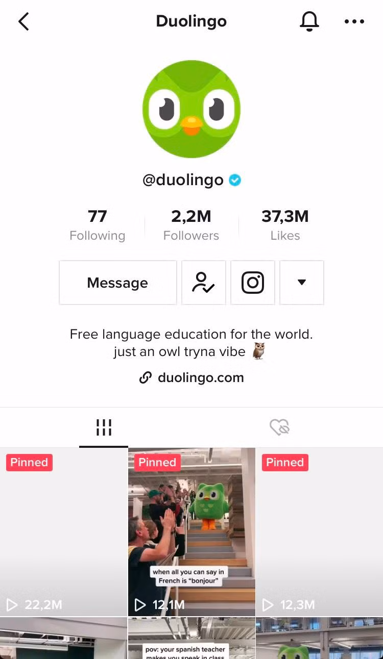 Có ai biết Duolingo cũng là một hot TikToker không?