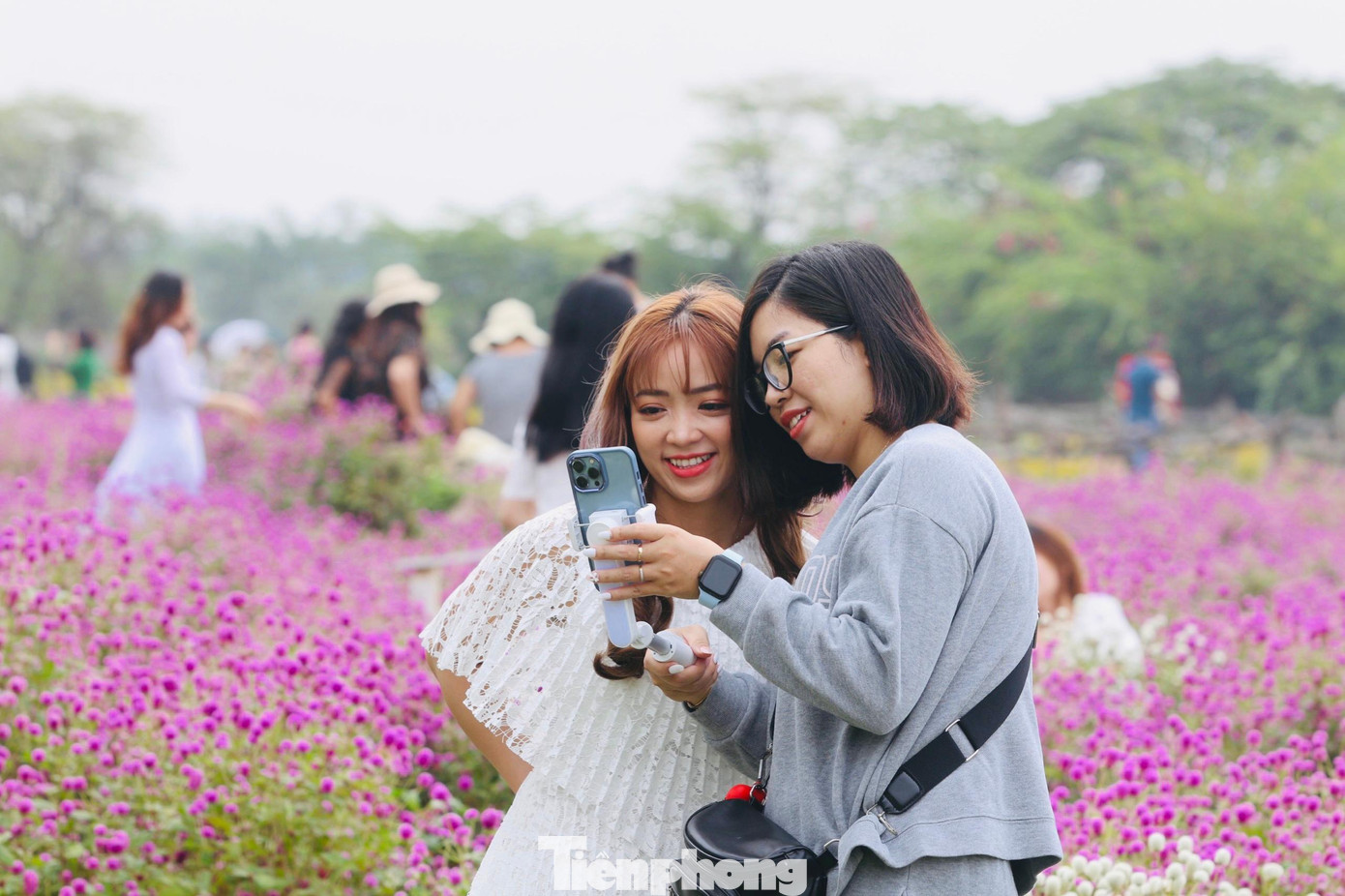 Các bạn trẻ thích thú chụp ảnh check in