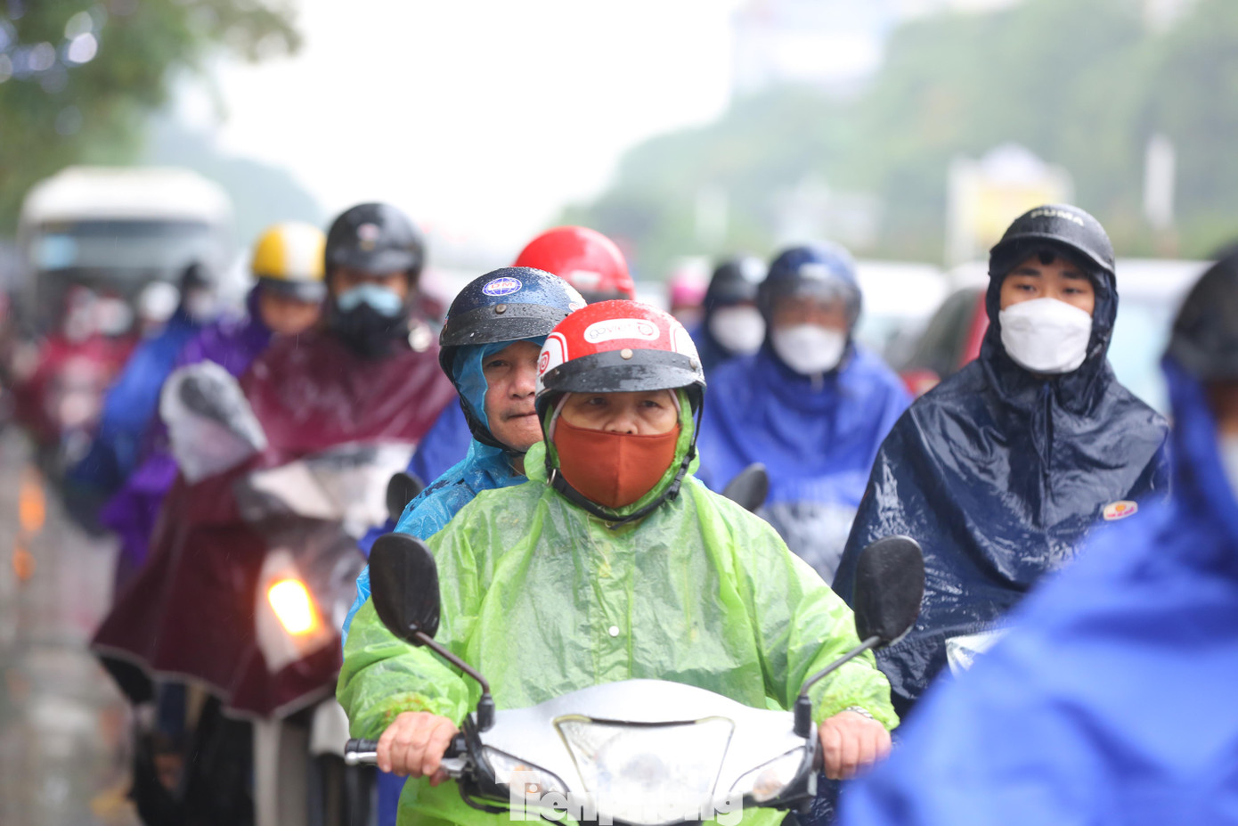 Các phương tiện di chuyển rất chật vật, khó khăn.