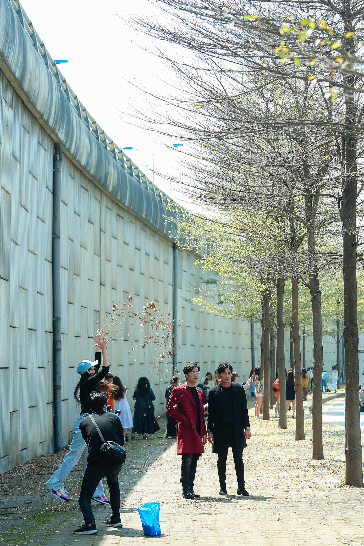 Những dãy bàng thay màu lá tạo thành khung cảnh thiên nhiên lãng mạn thu hút rất đông các bạn trẻ tìm đến chụp hình check-in.
