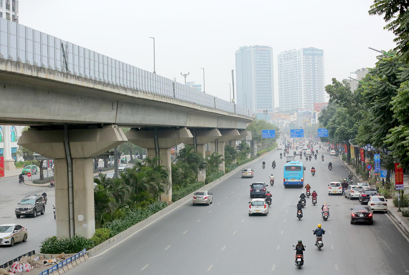 Hình ảnh giao thông trên đường Nguyễn Trãi.